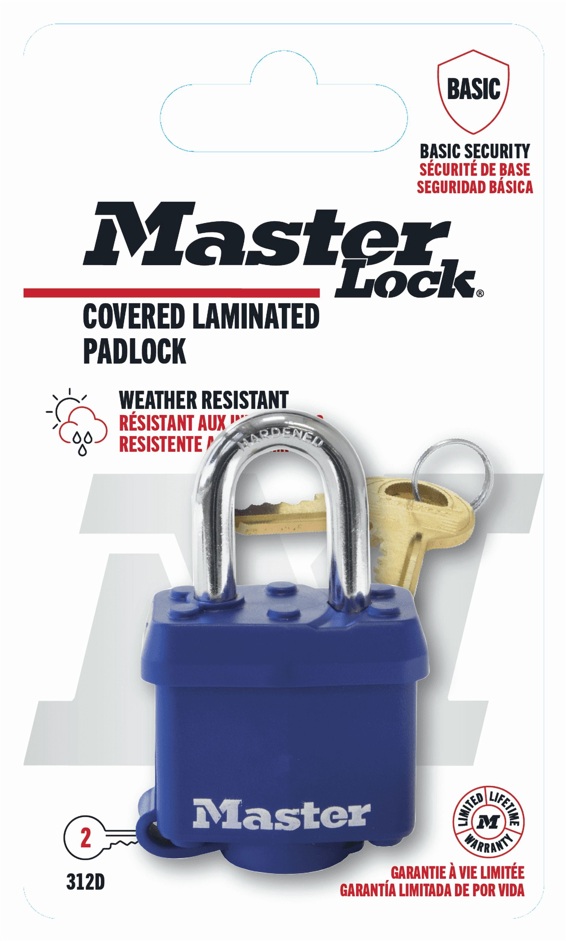 (6 pack) Master Lock 312D Laminated Steel Padlock with Blue Weather Resistant Shell