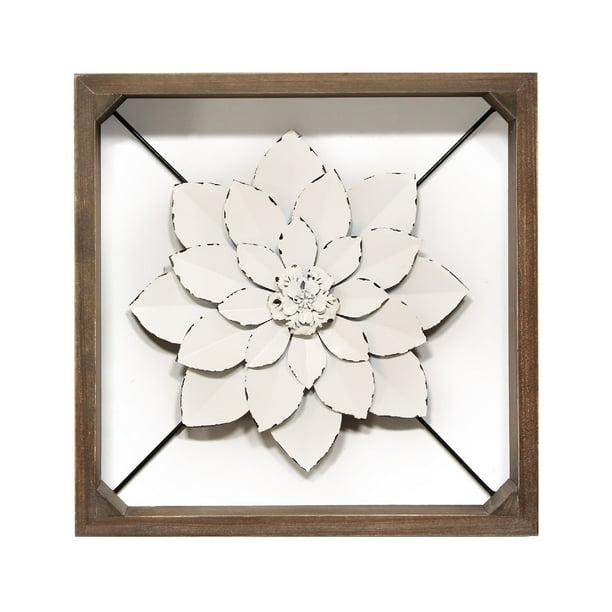 Stratton Home Decor White Framed Metal Flower Walmart