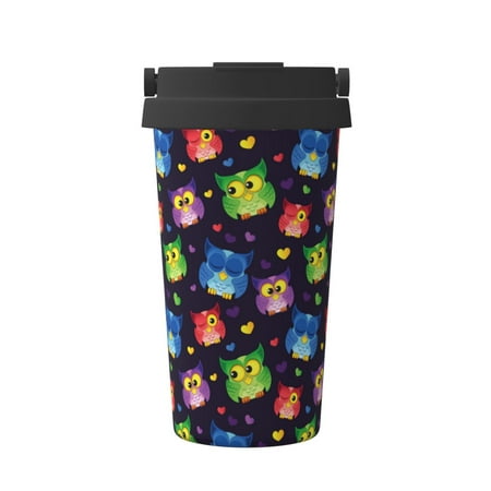 

KLL Owls And Hearts Pattern Stainless Steel Vacuum Insulated Tumbler - Carry Insulated Coffee Mug - Reusable Insulated Cold Brew Iced Coffee Cup Thermos