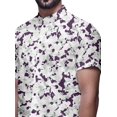 thumbnail image 4 of BESTMAN Short Sleeve Mandarin Collar Shirts For Men Cotton Button Down Shirt, 4 of 5