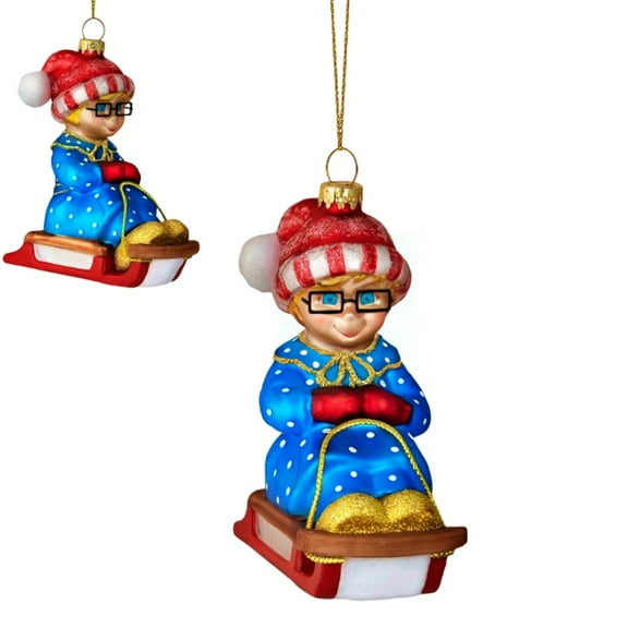 The Ashton-Drake Galleries Mrs. Beasley Glass Ornament Issue #14: Winter Fun With Mrs. Beasley Blown Glass Christmas Ornament 6-Inches