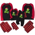 thumbnail image 2 of Conjuntos de pijamas navideños familiares a juego Grinch 2024, pijama de Grinch con parte superior y pantalones de pijama a cuadros, pijama de Grinch para niños y adultos para la familia, Mujer M, 2 of 4
