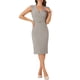thumbnail image 2 of Vestido de tubo sin mangas para mujer Inspire Chic, con cuello en V, ideal para el trabajo, con cinturón, vestido lápiz gris M, 2 of 6