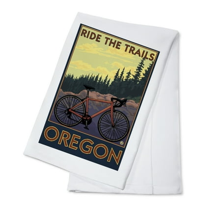 Oregon - Mountain Bike (trail) - Lantern Press Artwork (100% Cotton Kitchen (Best Oregon Mountain Bike Trails)
