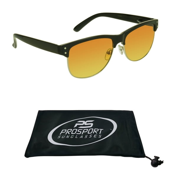 proSPORT Hd Blue Light Blocking Sunglass Men Women High Definition Amber Lens Black Metal Frame