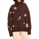 thumbnail image 3 of Suéter de Mujer de Punto Grueso de Larga con Estampado Floral, Moda Otoño-Invierno 2025. Marrón Talla Única, 3 of 8
