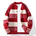 thumbnail image 4 of Men's Sweater Coat Long Sleeve Button Down Crewneck Color Block Knit Cardigan Outerwear Red XL, 4 of 9