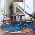 thumbnail image 4 of Ocean Corals Round Living Room Rugs 6 ft, Summer Beach Coral Sea Stars Dark Blue Washable Area Rug with Non-Slip Sturdy Edge Binding Round Carpet for Kitchen Office Bedroom, 4 of 9