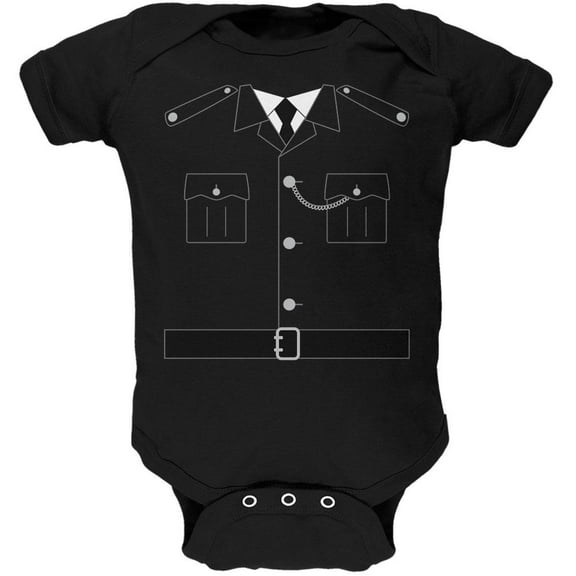 Halloween British Bobby Copper Police Costume Soft Baby One Piece Black 9-12 M