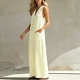 thumbnail image 5 of Casual Summer Sleeveless Jumpsuit With V-Neck Button Front And Striped Pattern, Solid Loose Fit, 5 of 7