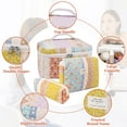 thumbnail image 3 of Soda Candy Makeup Bag Large Quilted Cosmetic Bag Floral Make up Bag for Women Cute Cotton Makeup Bag Set Travel Toiletry Organizer Bag, Flower Stitching, 3 of 7