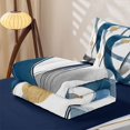 thumbnail image 5 of Erosebridal Geometric Lines Zipper Queen Comforter Set with Fitted Sheet and 2 Pillowcases, White Blue Zipper Bedding Set, Navy Reversible, 5 of 7