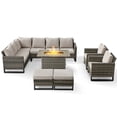 thumbnail image 3 of POCASSY 8PCS Outdoor Furniture Set with Fire Pit Table - All Weather Gray Wicker Outdoor Sectional Sofa with 41" Propane Firepit Table Outdoor Conversation Set for Deck, Porch, Garden - Beige, 3 of 13