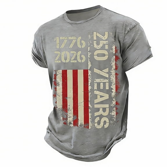 WAYUTE Men's 250th Anniversary USA Shirt 1776-2026 Graphic Patriotic Commemorative Comfort Casual Tee Independence Day T Shirts