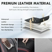 Coverado Car Seat Covers Red Trim, 5 Seats Breathable Faux Leather & Woven Fabric Seat Protectors Full Set, Universal Auto Cushions Fit Most Cars SUV Trucks