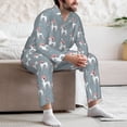 thumbnail image 7 of Naloa Cartoon Poodle Dog Men’s Pajamas Set - Long Sleeve Button Down Sleep Shirt and Pajama Bottoms Sleepwear Set-Medium, 7 of 7