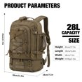 thumbnail image 4 of Sac à Dos Tactique pour Hommes 28L Sac de Jour pour Randonnée Militaire Pêche Sports Randonnée Polyester 600D Kaki, 4 of 6