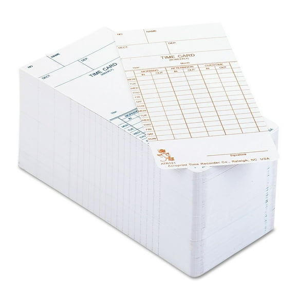 Acroprint 099110000 Time Card for Model Atr120 Electronic Clock, Weekly or Biweekly, 250/Pack