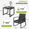 thumbnail image 5 of JORVIMAX Patio Conversation Set Outdoor Furniture Set Porch Bistro Set Rocking Chairs With Coffee Table Black, 5 of 7
