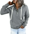 thumbnail image 5 of Frostluinai Women's Button Up Hoodies Drawstring Long Sleeve Casual Pullover Basic Solid Color Sweatshirts Oversized Hoodies with Pocket, 5 of 7