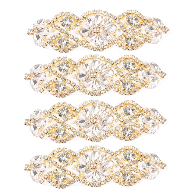 SHISUYAN 4 Pcs Appliqué Strass Patch Thermocollant pour Robe de Mariée Ceinture