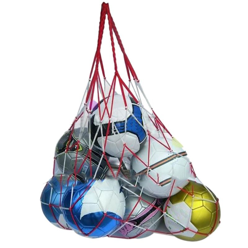 Basketball Bag Large Ball Pocket For Volleyball Football Basketball Net Mesh Bag Red and White Stitching Outdoor