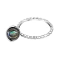 thumbnail image 3 of Earth's Treasure Dangle Abalone Shell Sterling Silver Texture Band Ring-8, 3 of 4