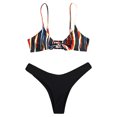 thumbnail image 4 of Daisyyozoid Discount Womens Split Swimwear Bikini 2 Piece Quick Drying Open Back Lace Stripe Set, 4 of 5