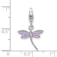 thumbnail image 4 of 925 Sterling Silver RH Lilac Enameled & CZ Dragonfly With Lobster Clasp Charm Pendant; for Adults and Teens; for Women and Men, 4 of 4