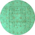 thumbnail image 1 of Ahgly Company Indoor Round Persian Turquoise Blue Traditional Area Rugs, 8' Round, 1 of 4