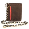 thumbnail image 6 of CAZORO Men's RFID Blocking Trifold Vintage Leather Biker Chain Wallet With Snap Closure Logo Brown, 6 of 8