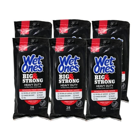 6 Pack - Wet Ones Big Ones Fresh Scent Antibacterial Wipes 28 Each