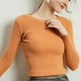 thumbnail image 4 of MSJUHEG Womens Long Sleeve Tops Turtleneck Sweater Women Polyester Round Neckline Pullover Style Long Sleeves Lightweight Women'S Sweaters Orange L, 4 of 6