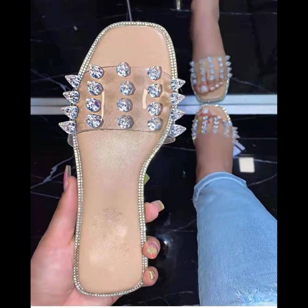 Zapatillas de uñas de fondo plano de nuevo estilo Sandalias y zapatillas de playa de color femenino Wmkox8yii hj789