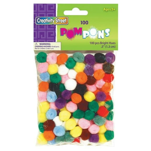 Pacon 0.5 in. Creativity Street Pom Pons, Assorted - Pack of 12