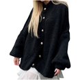 thumbnail image 2 of Itsame Cardigan Sweater Women Loose Button V-Neck Sweaters Long Sleeve Sweatertop Black Size S, 2 of 3