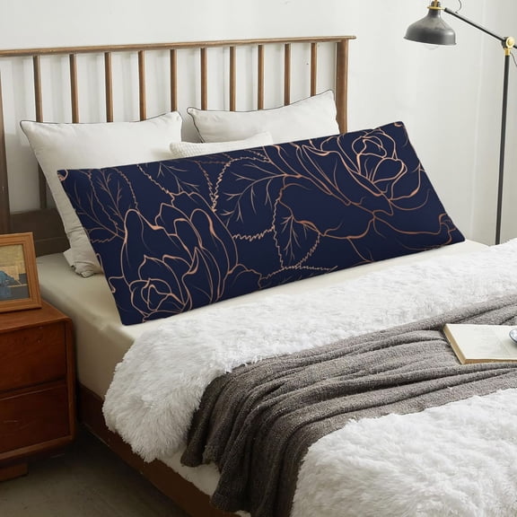 Body Pillow Cover - Flower Navy Dark Blue Soft Body Pillow Cover with Zipper, Comfort Body Pillow Pillowcase, Body Pillow Case Cover 20 x 54