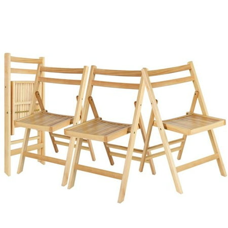 Costway Set Of 4 Solid Wood Folding Chairs Slatted Seat Wedding