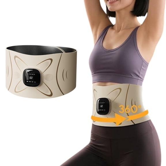 Premium EMS Abdominal Toning Belt - 8 Electrode Pads Waist Trimmer, 360° Stereo Support ABS Stimulator & Wireless Muscle Toner for Men Women