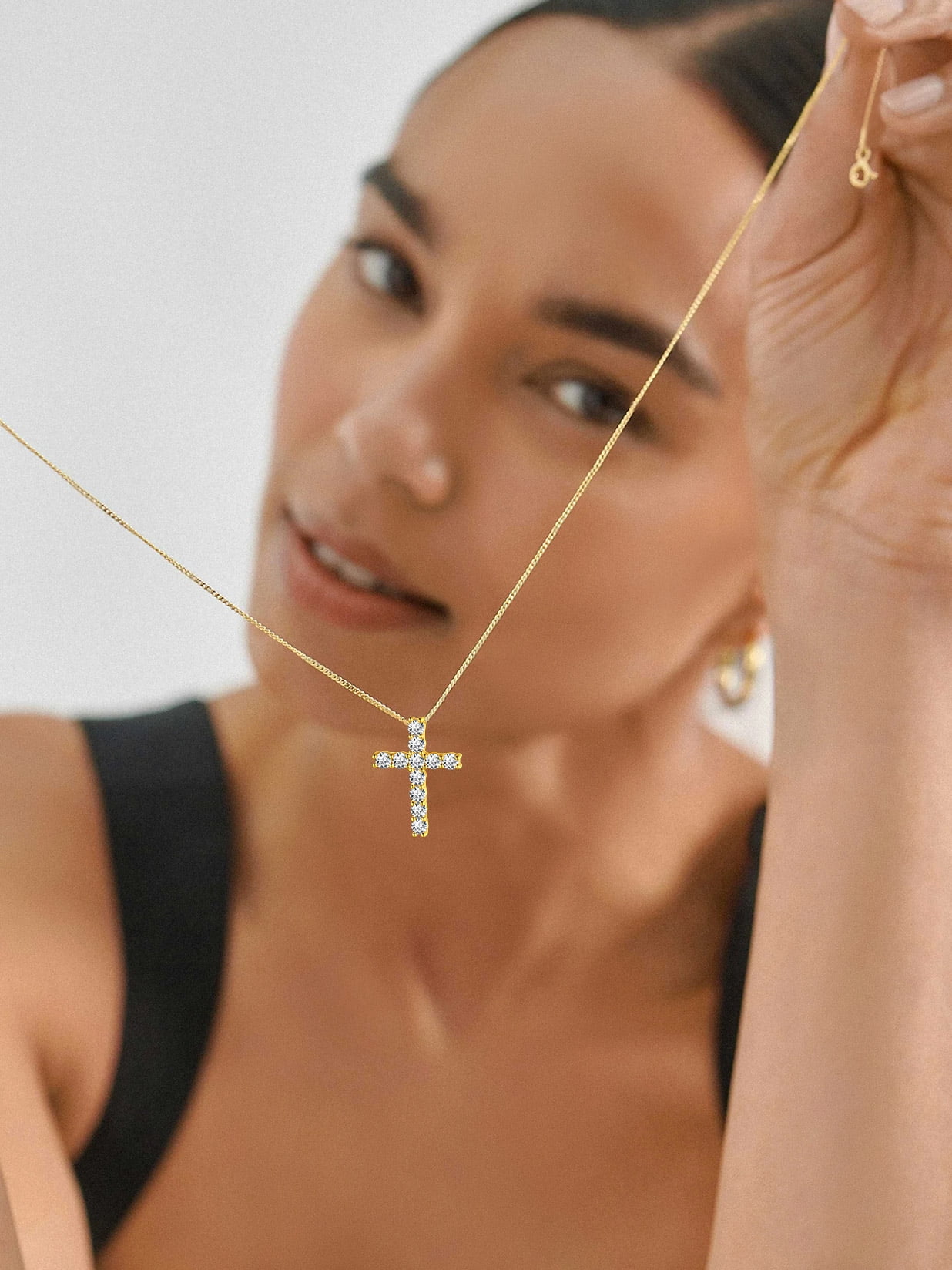 Suplight Cross Necklaces for Women, 925 Sterling Silver Faith Pendant with Cubic Zirconia, Jewelry Gift for Women