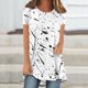 thumbnail image 5 of Tops Cortos para Mujeres Casual Impreso Delantero Corto Espalda Larga Manga Corta Raglan Cuello Redondo Superior, 5 of 5