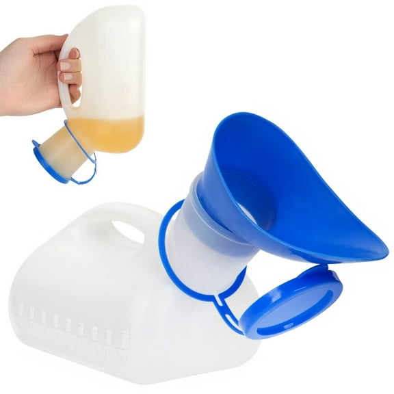 Unisex Urinal Bottle (1 Pack) - Portable Urinal for Women & Men - Female Urinal with Lid - 1000ML Female Urination Device - Women Pee Funnel Cup for Emergency,Travel,Car & Camping - Stock Your Home