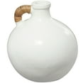 thumbnail image 5 of Studio 350 White Ceramic Jug Inspired Vase with Rattan Wrapped Handle White - 12"W, 13"H, 5 of 5