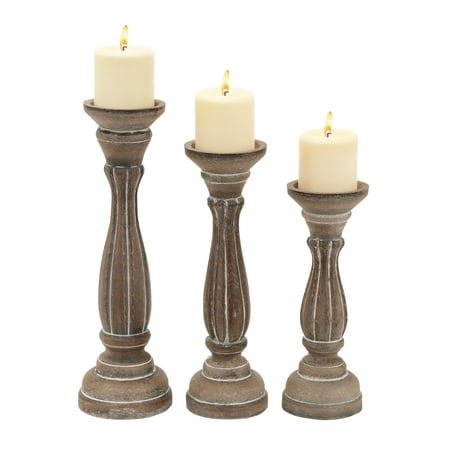 - Candle Holder Traditional Pillar Shaped Design - Set Of 3