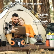 Power Station Portable, Flashfish Solar Generator 200W Peak, 45000mAh/166Wh Backup Battery with 2 110V AC Outputs/2 DC Ports/3 USB Ports for Outdoor, Emergency, Home Use