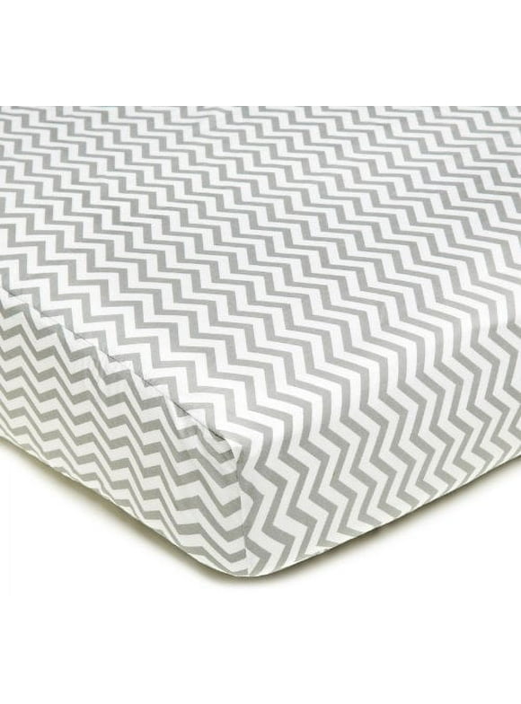 American Baby Company 100% Natural Cotton Percale Fitted Crib Sheet for Standard Crib and Toddler Mattresses, Gray Zigzag, Soft Breathable, for Boys and Girls