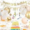 thumbnail image 7 of 13th Birthday Decorations Girls, Gold White Birthday Balloons, Happy 13th Banner with Confetti Latex Balloons Cake Topper for Girls Party Deco, 7 of 7