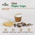 thumbnail image 2 of 12oz Disposable Coffee Cups with Lids and Sleeves – Set of 50 Disposable Cups for Hot and Cold Drinks – White Paper Cups with Lids and Covers for Thermal Protection – 50 Units, 12oz Each, 2 of 7