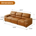 thumbnail image 2 of LEISLAND 95” Modular Couch Sofa. 3 Seater Couch, Leather Sectional Couch Oversized Sofa With Deep Seat&tufted Back,Pillow Top Armrest Solid Wood Frame(brown), 2 of 8