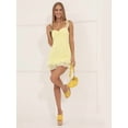 thumbnail image 6 of Women's Lace Square Neck Sleeveless Backless Mini Sundress Trim Short Dress for Vacation Yellow S, 6 of 8